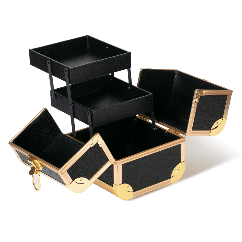 Diamond Makeup Case | Black & Gold